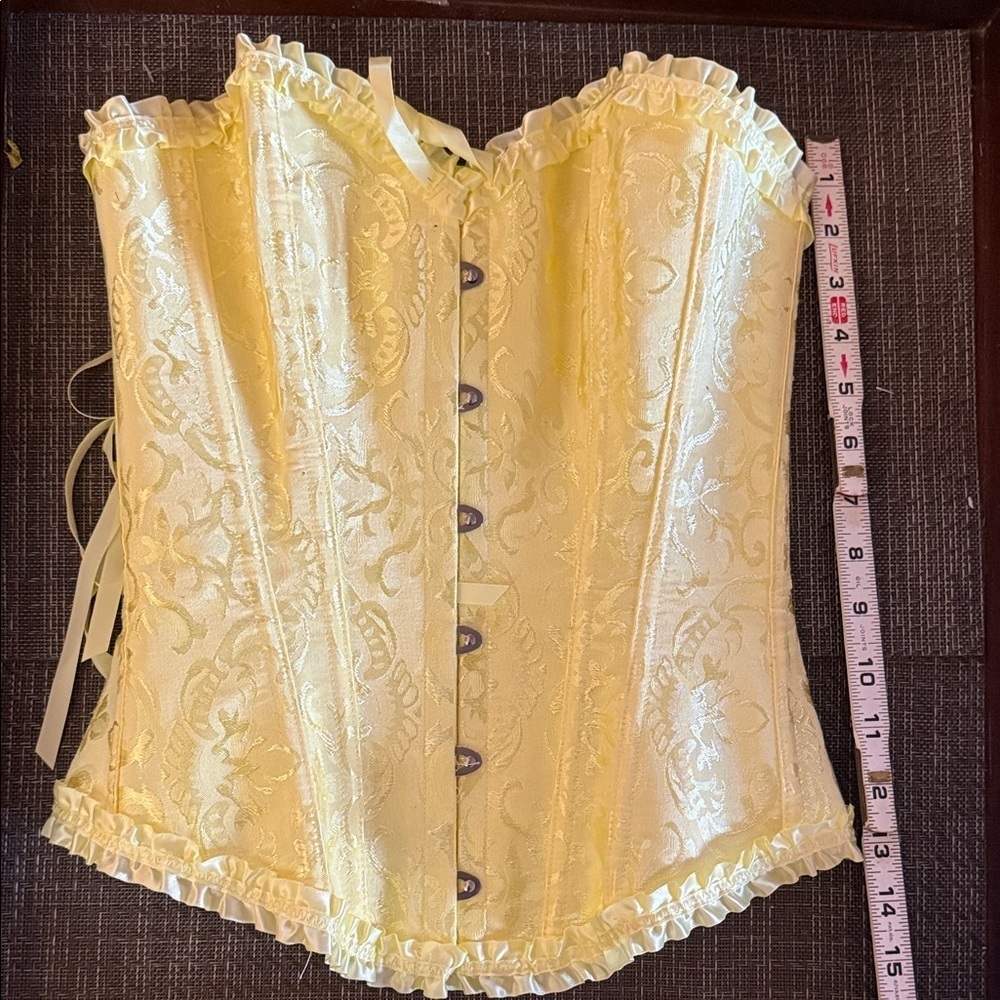 Yellow Lace-Up Corset XS waist size 24 - Picture 4 of 8